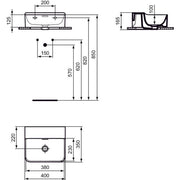 Ideal Standard - Handwaschbecken CONCA, o.Hl., m.Ül., 400x350x165mm, Weiß