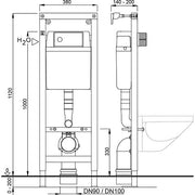 Wisa - DUPLO WC 387 FRONT 112cm Front-Betätigung, H=1120mm,B=380mm