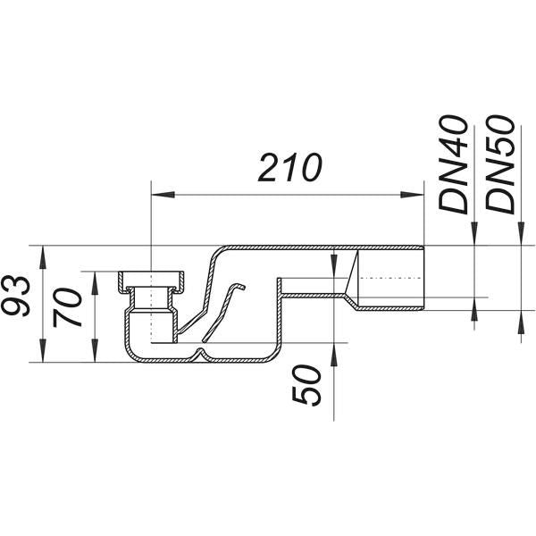 Dallmer - Wannen-Siphon 500 N, 1 1/2 xDN40/DN50