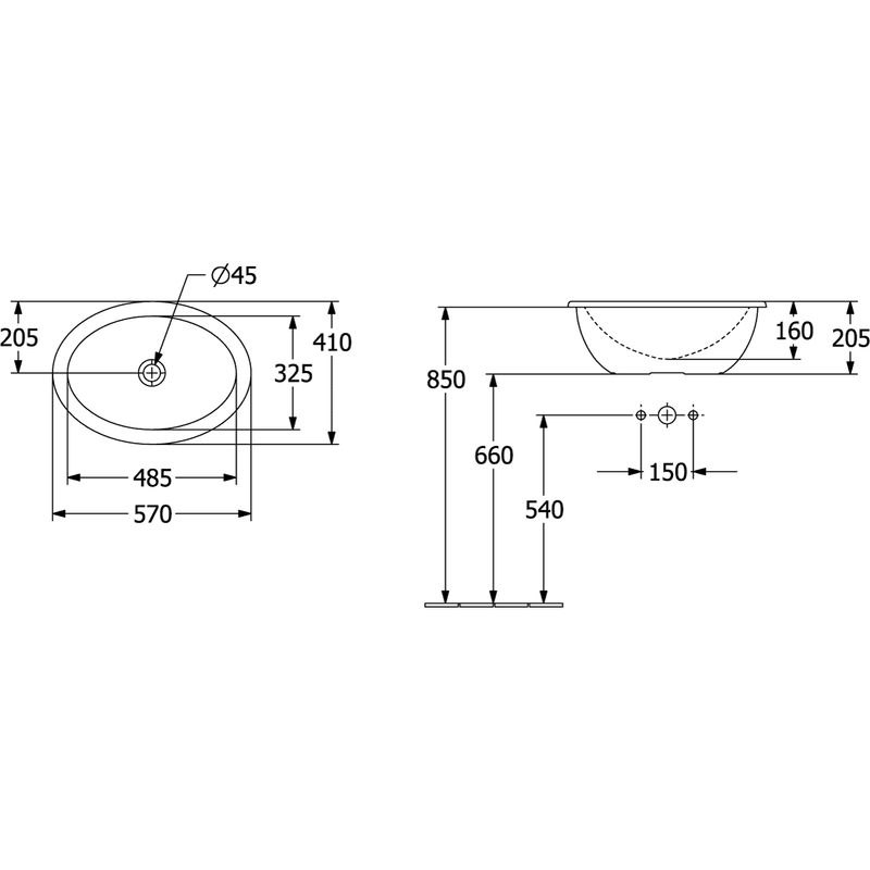 VILLEROY & BOCH - Einbauwaschbecken Loop&Friends 4A6200 570x410mm ov m. ÜL. Weiß Alpin cplus
