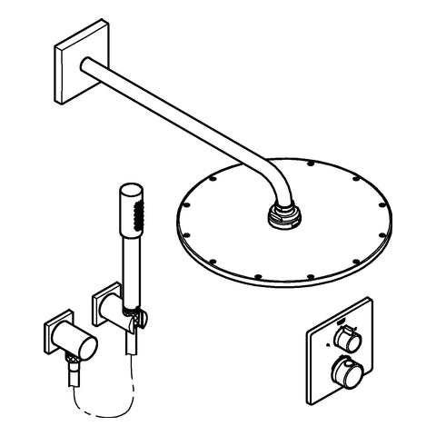 Grohe - UP-Duschsystem GROHTHERM 34730 mit FMS eck./SmartBox/Kopfb./Brauseset chrom