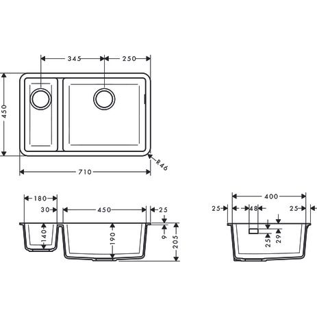 Hansgrohe - Unterbauspüle 180x450 S510-U635 BG