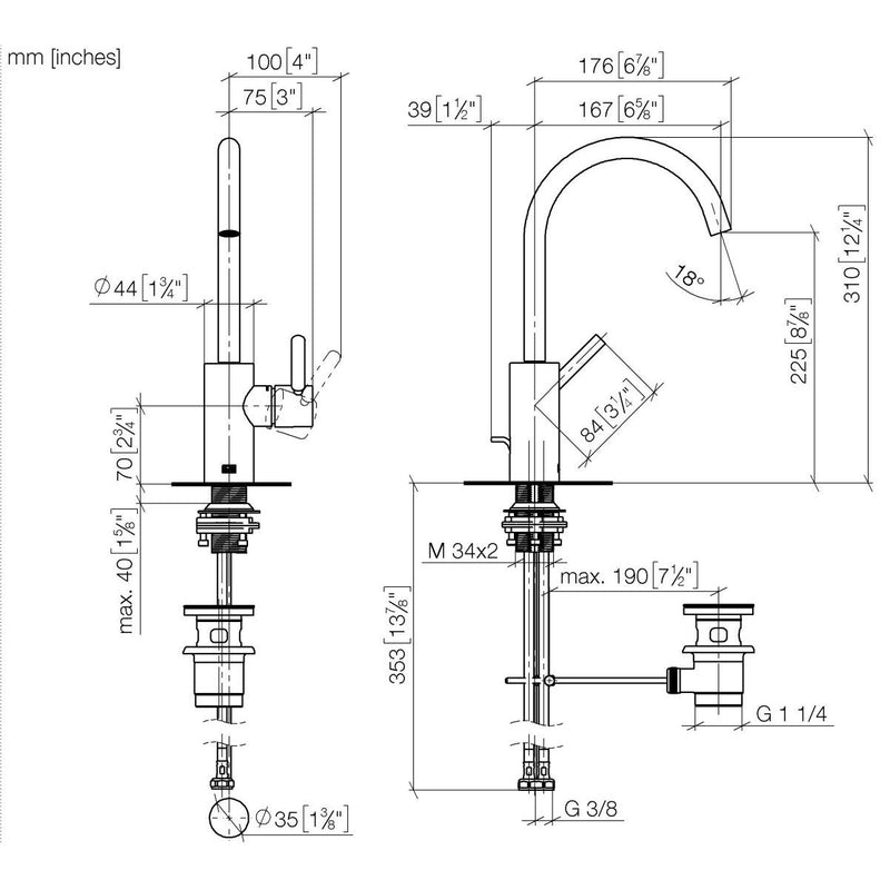 Dornbracht - WT-EHM mit Ablaufgarnitur META 33500661 chrom