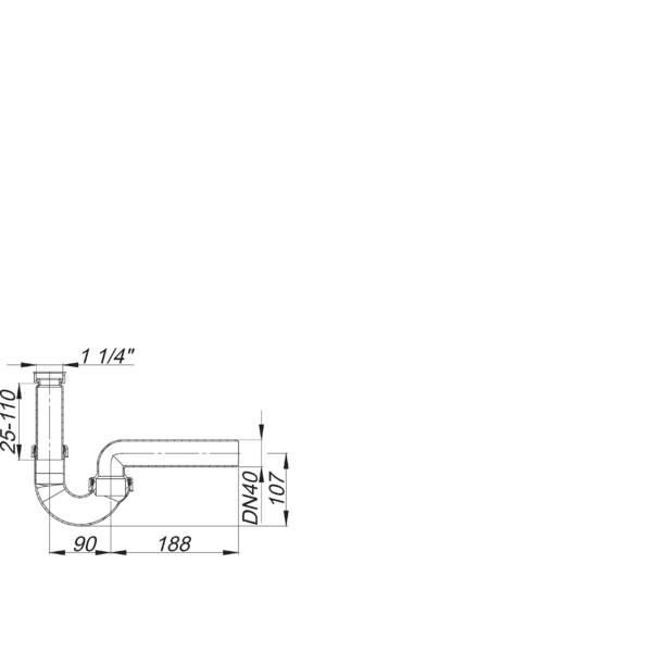 Dallmer - Röhren-Siphon 100/0, 1 1/4xDN40 o.WA-Anschluss