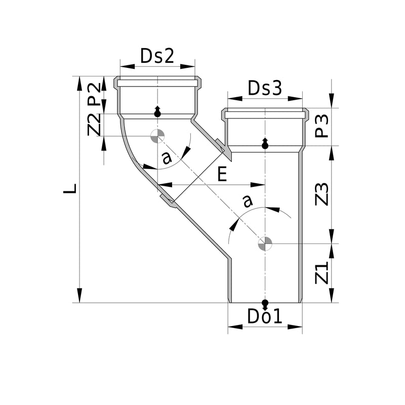 Wavin - Parallelabzweig AS+ DN 90x90