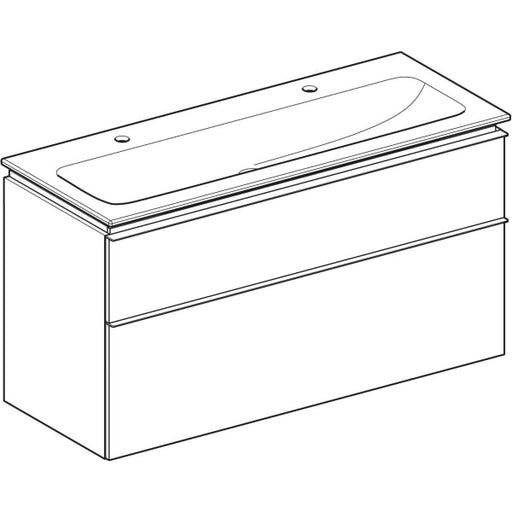 Geberit Vertriebs - iCon Set MWT m. US, 2 Schubl. 120x63x48cm, weiß hgl./Gr. chr/KeraTect