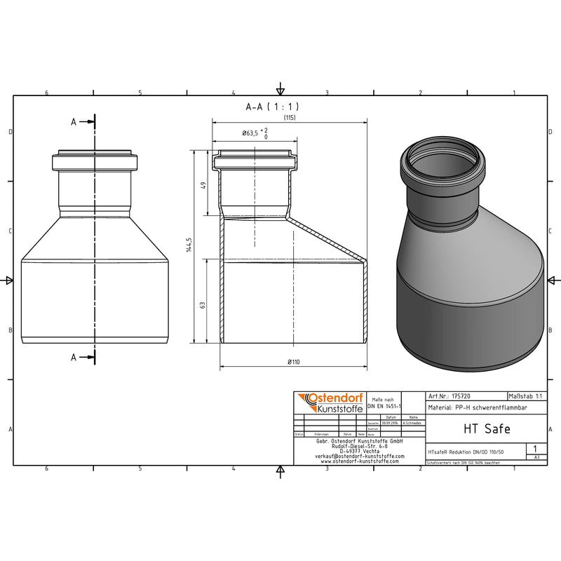 Gebr. Ostendorf - HTsafeR Reduktion DN 110x50