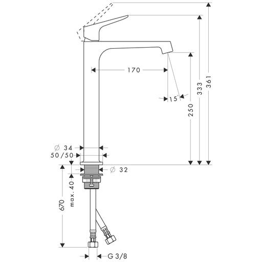 Hansgrohe - Waschtisch EHM AXOR CITTERIO M 34127000 chrom o.Ablaufgarnitur