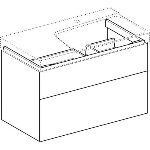 Geberit Vertriebs - Unterschrank XENO2 f. WT m. Ablg. li m. 2 Schubl., 88x53x46,2cm, sculturagrau