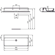 Ideal Standard - Waschtisch CONCA, o.Hl., o.Ül., 1000x450x145mm, Weiß mit IdealPlus