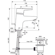 Ideal Standard - Waschtisch EHM CONNECT BLUE B9914 chrom