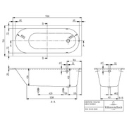 VILLEROY & BOCH - Badewanne Oberon 1700x750x475mm re-eckig m. System AC TP2 Weiß Alpin