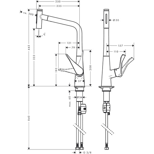 Hansgrohe - Spültischmischer 320 METRIS Select M71 Ausziehbrause 2jet chrom