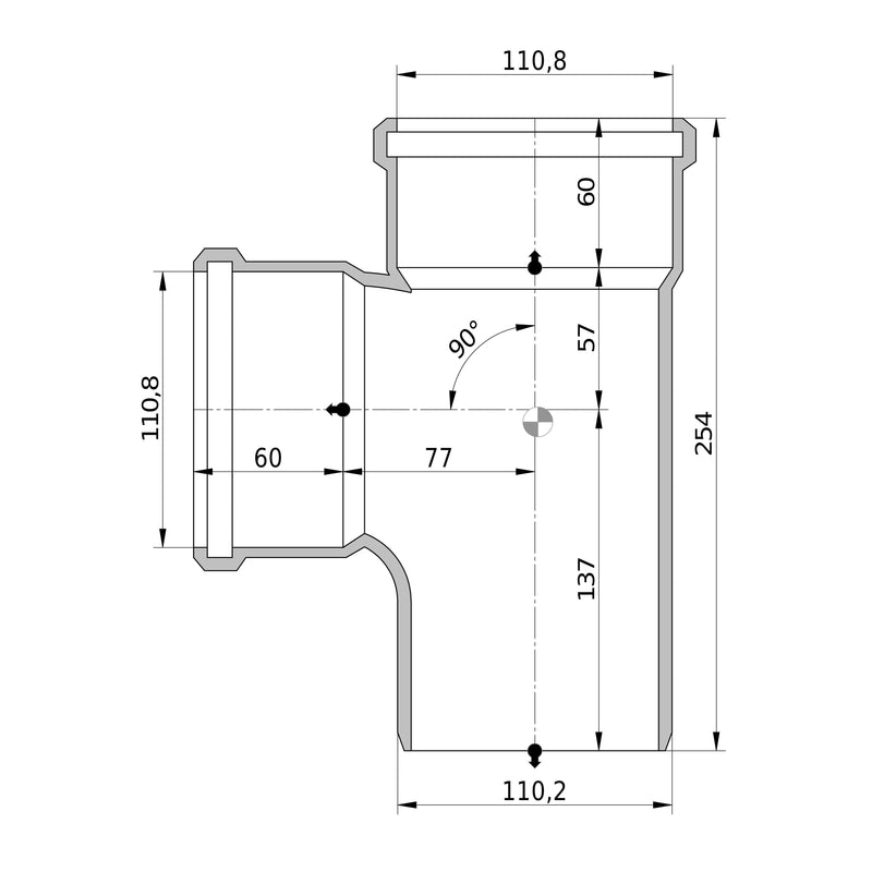 Wavin - Abzweig AS+ DN 100x100 87 Grad IR