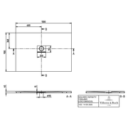 VILLEROY & BOCH - Duschwanne Squaro Infinity 1300x900x40mm re-eckig EB:li Stone White