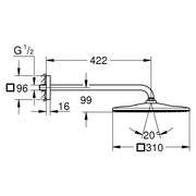 Grohe - Kopfbrauseset RAINSHOWER 310 Mono Cube 26563 Brausearm 422mm chrom