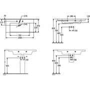 VILLEROY & BOCH - Schrankwaschtisch Subway 3.0 1000x 470mm re-eckig o. ÜL. Stone White cplus