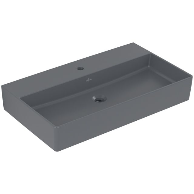 VILLEROY & BOCH - Waschbecken Memento 2.0 800x470mm re-eckig 1HL. o. ÜL. Graphite cplus