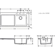 Hansgrohe - Einbauspüle 450 mit Abtropffläche S514-F450 SG