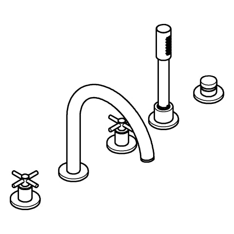 Grohe - 5-L-Wannen-Kombin. Atrio 29408 FMS Kreuz-Griff hard graphite gebürstet