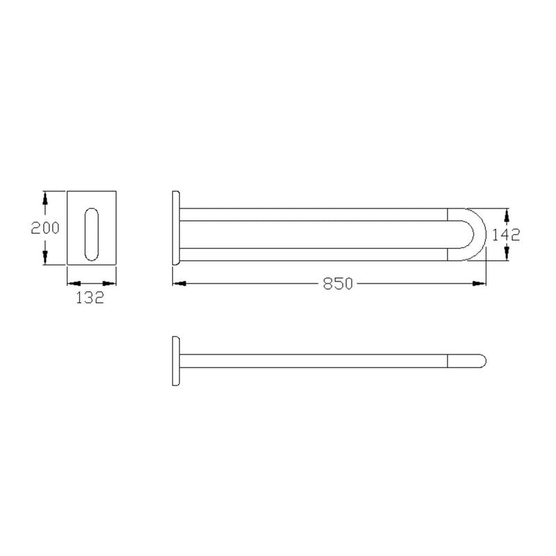 Normbau - Wandstützgriff Nylon 300 0300673 850x132x200 Weiß