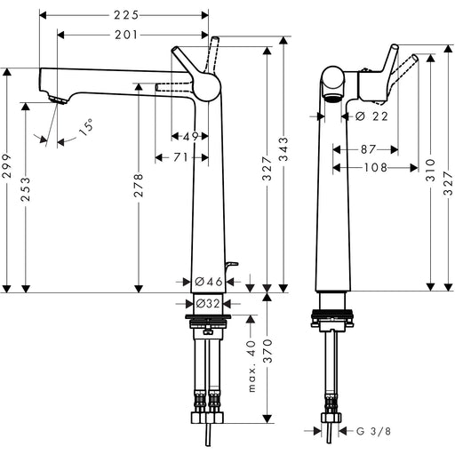 Hansgrohe - Waschtischmischer 250 Talis S mit Ablauf, chrom