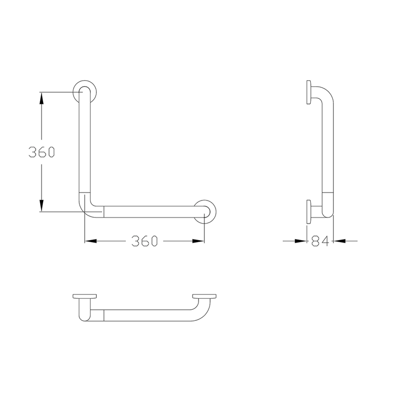 Normbau - Nylon 300 Winkelgriff 0300642 a=360x360 90Grad Weiß