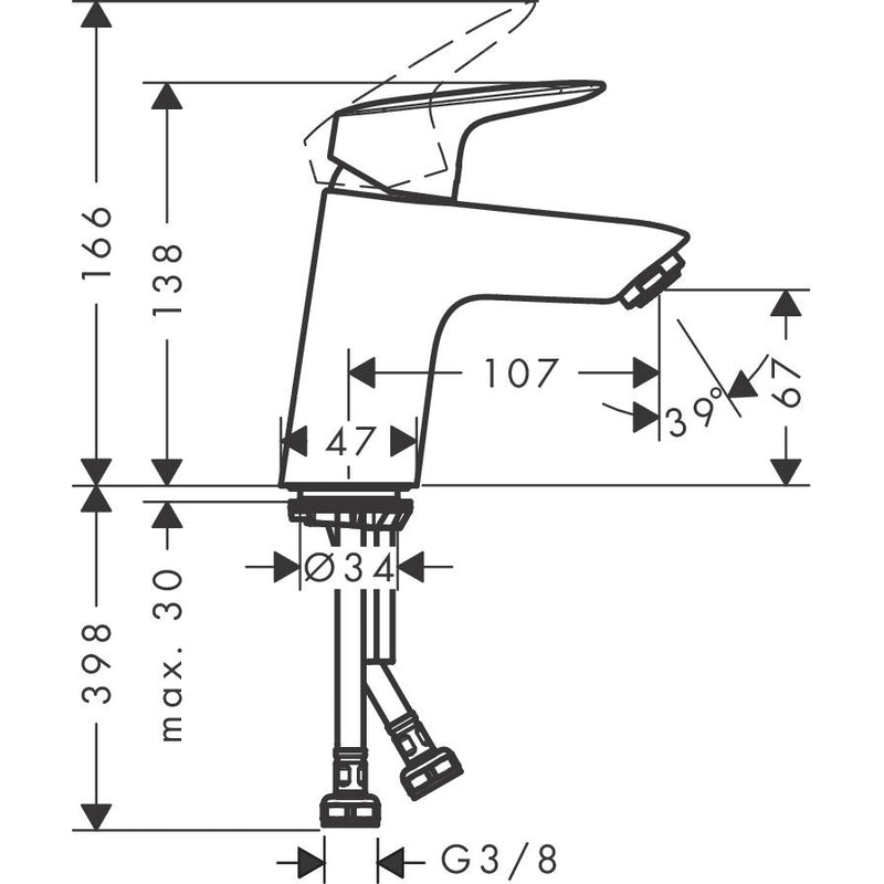 Hansgrohe - Waschtischmischer LOGIS 70 CoolStart chrom ohne Ablaufgarnitur 71073