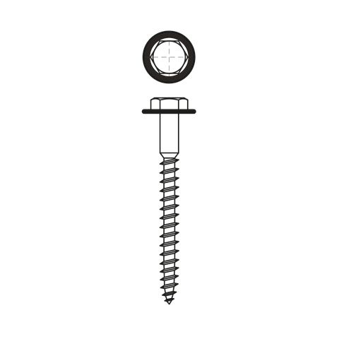 Walraven - Sechskantholzschraube 6183808 p.Stück H 8x80mm, verzinkt, mit Schlitz