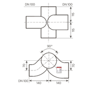 Fornatis - Kombinationsabzweig DN100x100x100 90 Grad