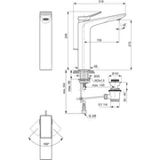 Ideal Standard - WT-Armatur CONCA, m.verl.Sockel, m.Ablgarn., Ausld.150mm, Brushed Gold