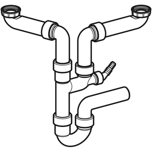 Geberit Vertriebs - Rohrbogengeruchsverschluss für zwei Spülbecken Abgang horiz. G1 1/2x40