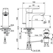 Ideal Standard - Waschtischarmatur CONNECT AIR, ND 5 l/min., m.Ablgarn., Ausld.112mm, Chrom