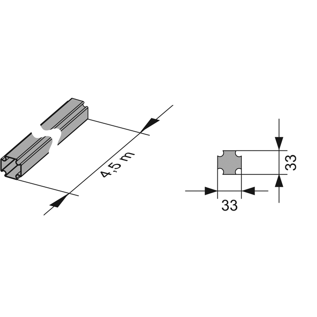 TECE SE - TECEprofil Profilrohr 33 x 33mm verzinkt, (Länge: 4,5 Meter)