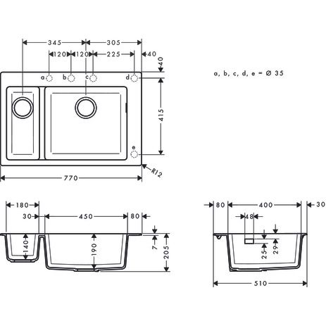 Hansgrohe - Einbauspüle 180x450 S510-F635 GS