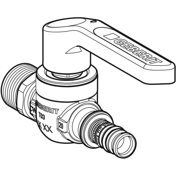Geberit Vertriebs - Mepla Kugelhahn mit AG mit Betätigungshebel Ms d26-R3/4