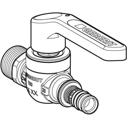 Geberit Vertriebs - Mepla Kugelhahn mit AG mit Betätigungshebel Ms d26-R3/4