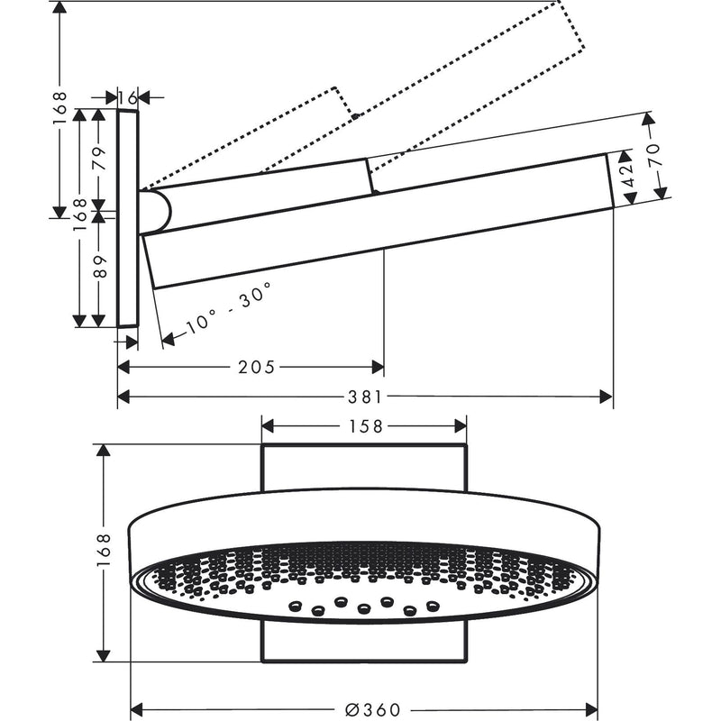 Hansgrohe - Kopfbrause RAINFINITY 360 3jet Wandmontage BBC