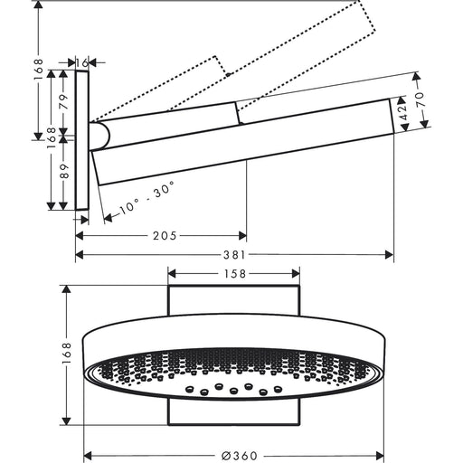 Hansgrohe - Kopfbrause RAINFINITY 360 3jet Wandmontage BBC