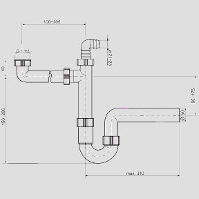 Sanitärtechnik Eisenberg - Raumschaffer G1 1/2x50 mit Rohrgeruchverschluss und Geräteanschluss