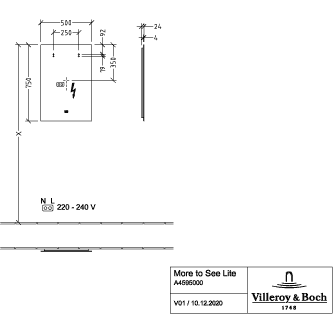 VILLEROY & BOCH - Spiegel More to See Square A47550 500x700x27mm mit Beleuchtung