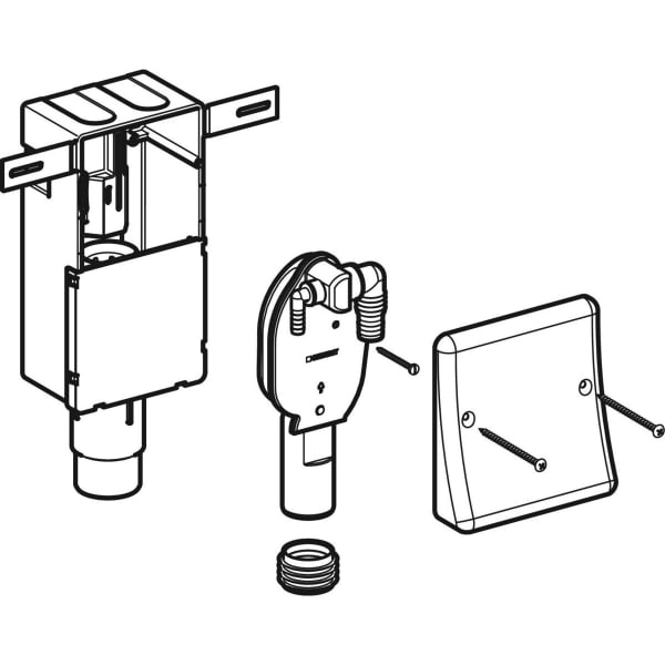 Geberit Vertriebs - UP-Geruchsverschluss m. 2 Anschlüssen Wandeinbaukasten u. Abdeckplatte d50-56
