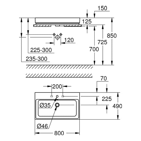 Grohe - Aufsatz-WT Cube Keramik 39476 80cm PureGuard alpinweiß