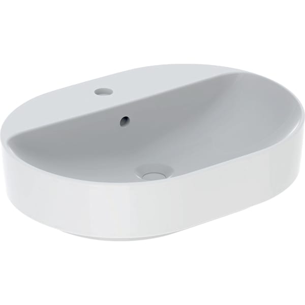 Geberit Vertriebs - Aufsatz-WT VARIFORM, elliptisch 600x450mm, mit Hahnloch, m. Ül., weiß