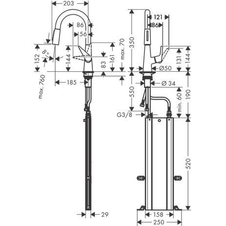 Hansgrohe - Spültischmischer 160 TALIS M51 Ausziehbrause 2jet sBox chrom