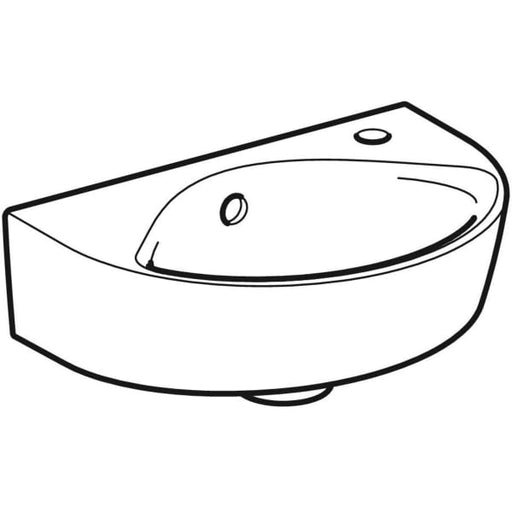 Geberit Vertriebs - Handwaschbecken RENOVA, verk. Ausl. 36x25cm, m.Hl. re.,m.Ül. weiß KeraTect