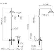 Dornbracht - Showerpipe mit Brausebatterie MADISON 26632360 Dark Platinum gebürstet