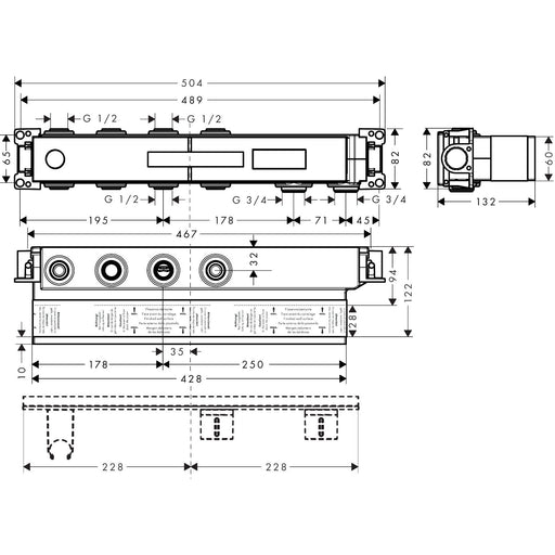 Hansgrohe - Grundset AXOR Thermostatmodul Select 2 Verbraucher