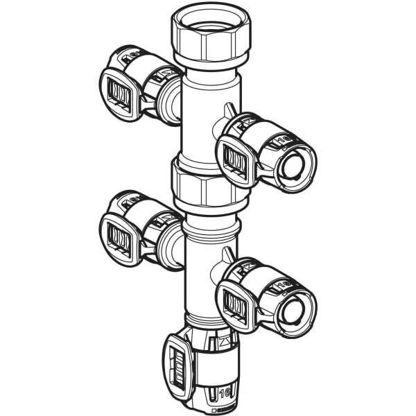 Geberit Vertriebs - Verteilerspinne m. FlowFit Pressanschl., 16x3/4'' 5-fach