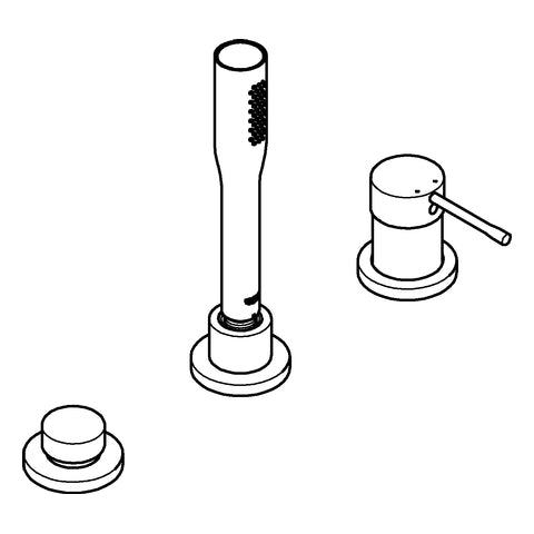 Grohe - 3-Loch EH-Wannenkombin. ESSENCE 19976 mit Handbrause Euphoria C chrom